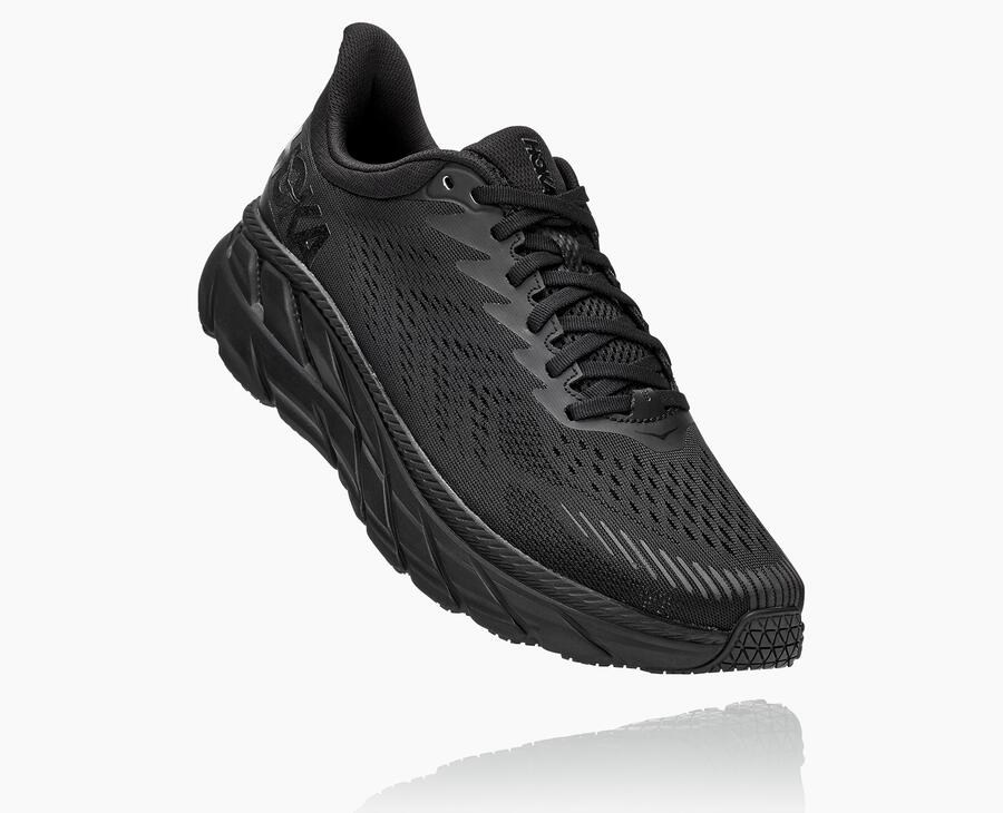 Hoka One One Clifton 7 - Men Running Shoes - Black,Australia YNZ-904287